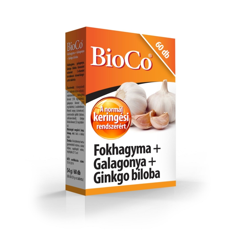Bioco fokhagyma+galagonya+gingko biloba tabletta 60 db