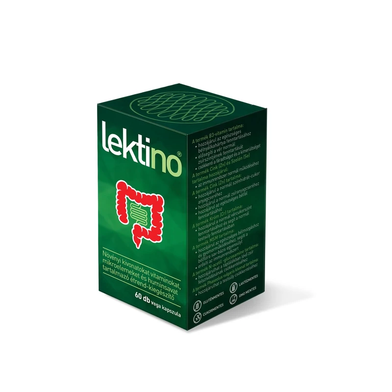 Lektino növényi kivonatokat, vitaminokat, mikroelemeket és huminsavat tartalmazó étrend-kiegészítő kapszula 60 db