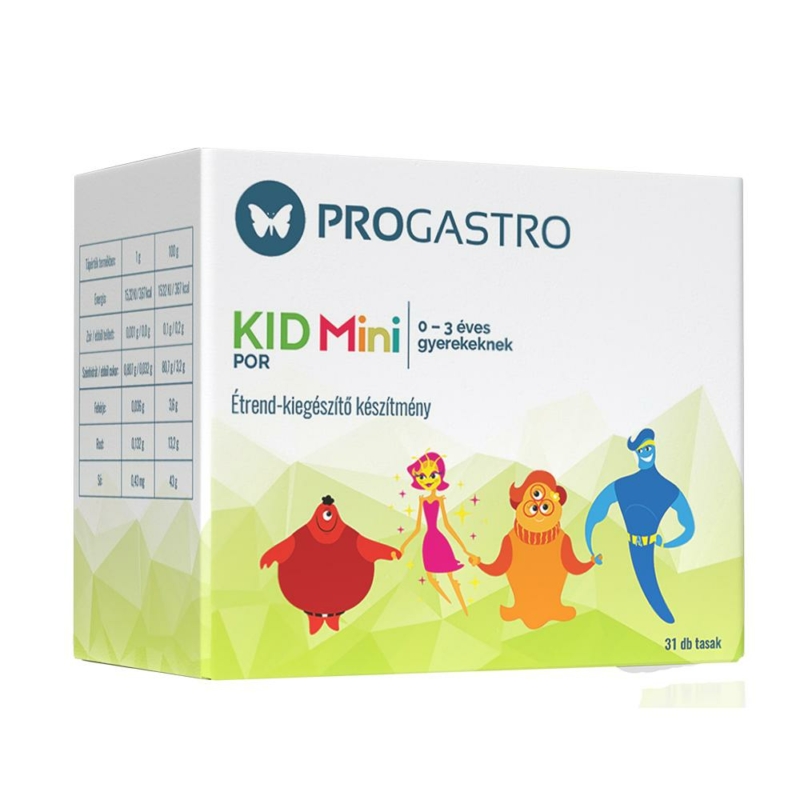 ProGastro KID Mini - Élőflórát tartalmazó étrend-kiegészítő készítmény 0-3 éves gyerekeknek (31 db tasak)