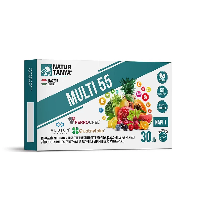 MULTI 55 - Fermentált multivitamin 55 féle koncentrált hatóanyag - 30 tabletta - Natur Tanya