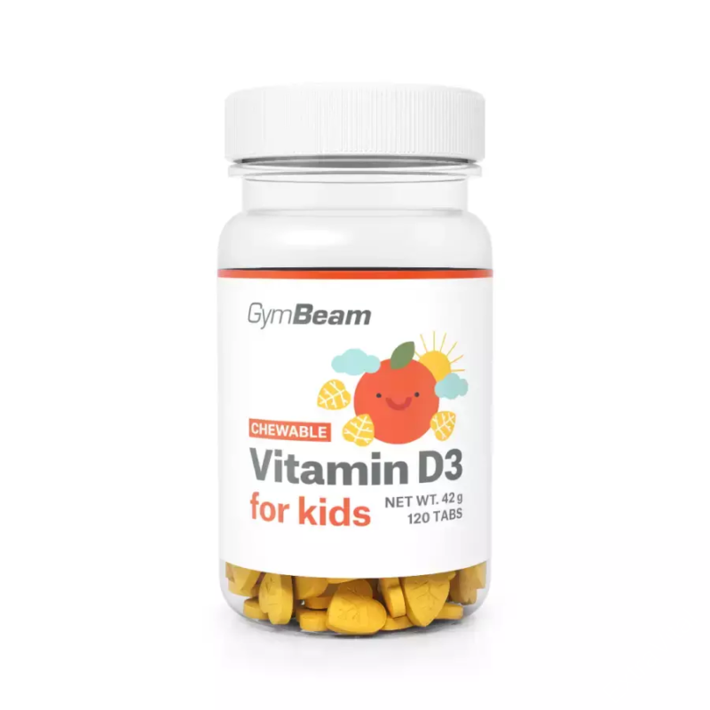 D3-vitamin rágótabletta gyerekeknek - narancs - 120 rágótabletta - GymBeam