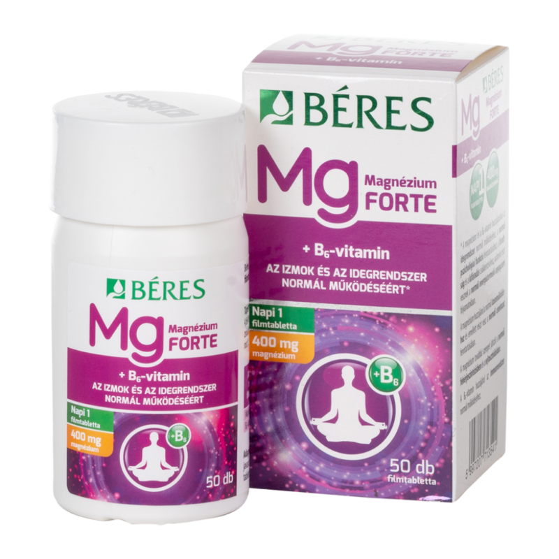 Béres magnézium 400mg+B6 -vitamin forte tabletta 50 db