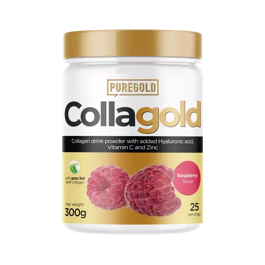 CollaGold Marha és Hal kollagén italpor hialuronsavval - Raspberry - 300g - PureGold