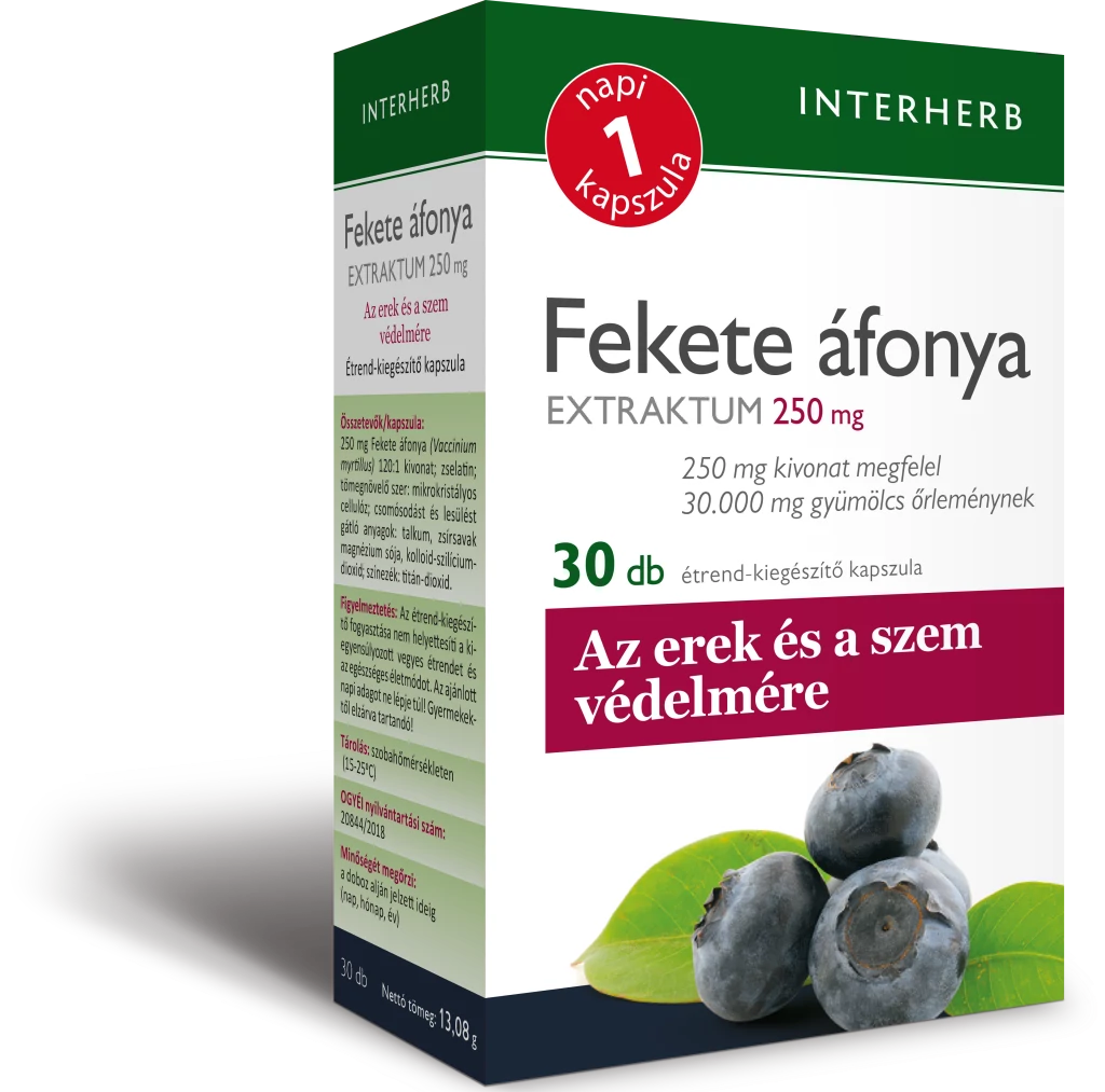 Interherb napi1 fekete áfonya extraktum 250mg 30 db
