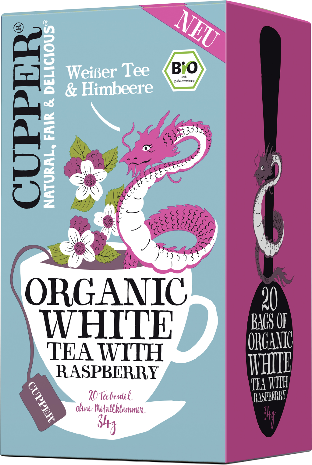 Cupper bio málnás fehér tea 20 db 34 g