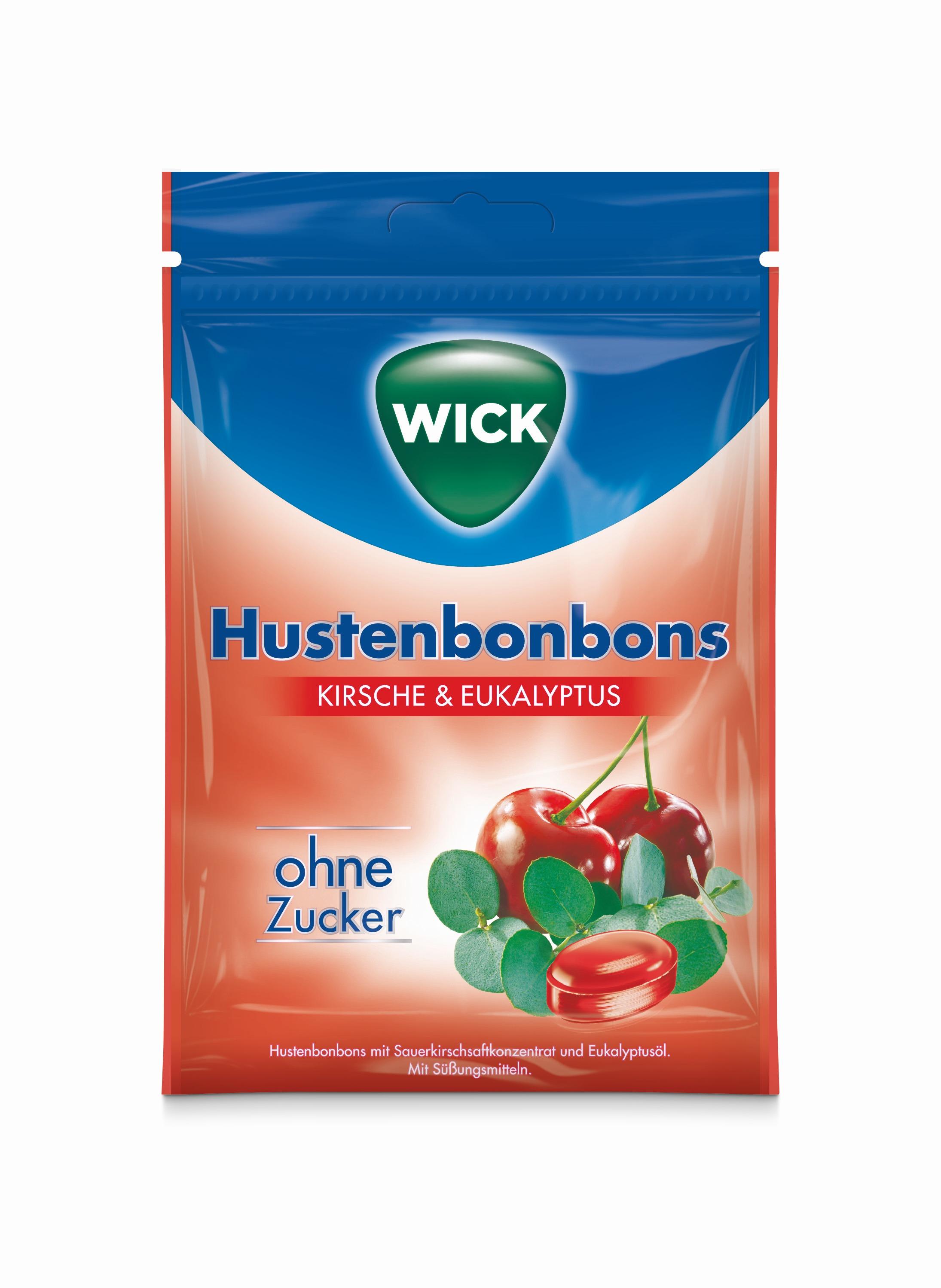Wick cseresznye és eukaliptusz ízű torokcukorka cukormentes 72 g